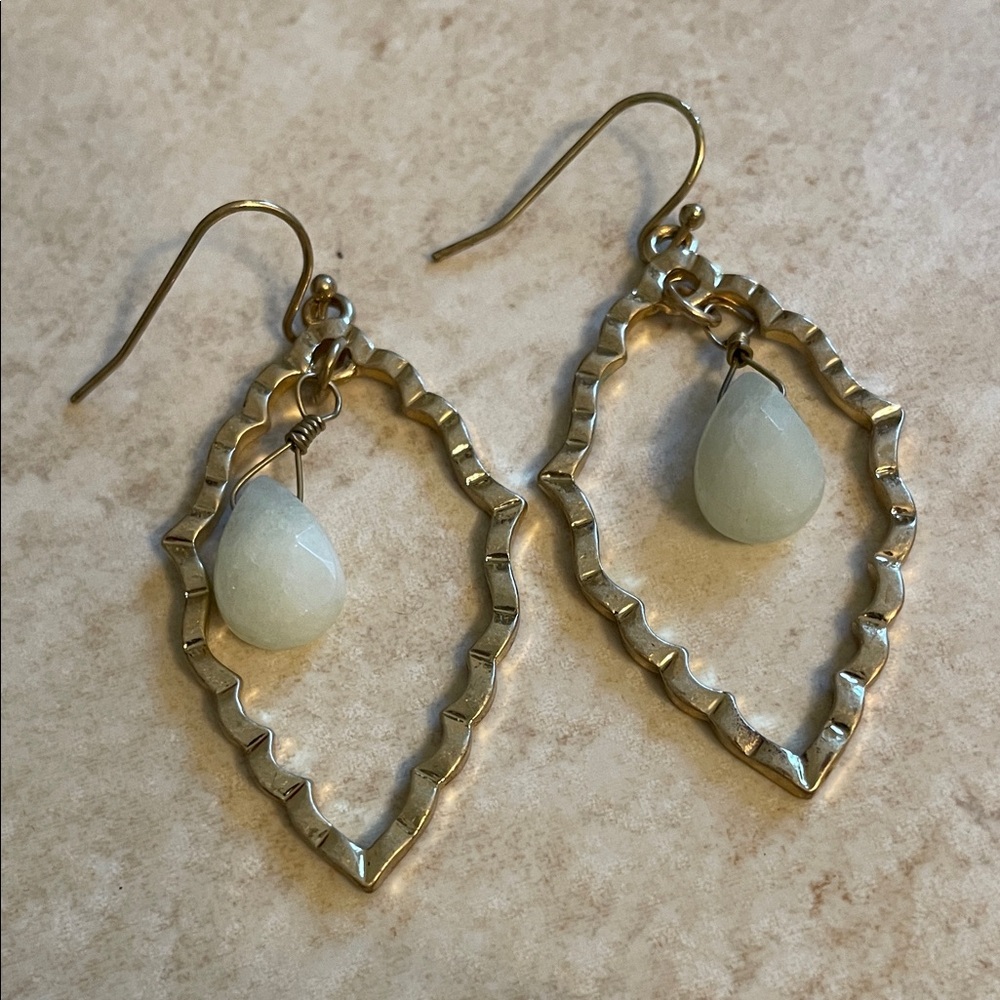 Chic Gold and Cream Leaf Earrings